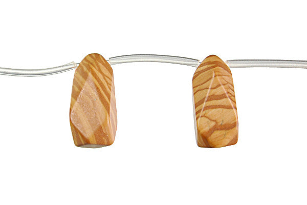 Wood Jasper Machine Faceted Briolette Beads