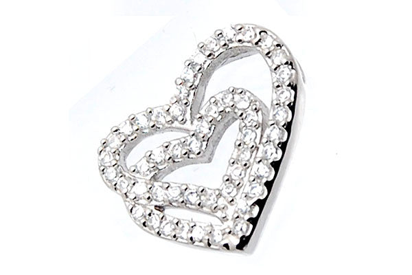 Sterling Silver CZ Paved Pendant Style (la43), Double Hearts