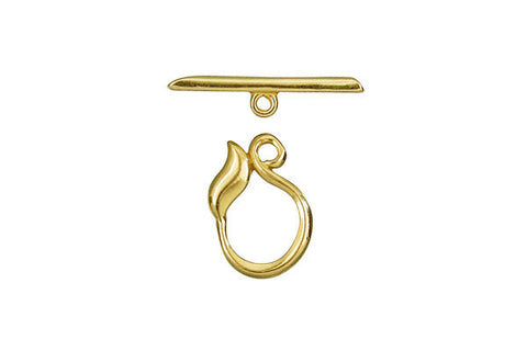 Brass Bean Sprout Toggle Clasp, 16.0mm