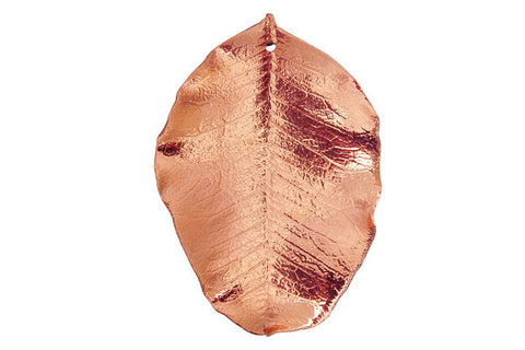 Copper Carob Leaf Pendant, 30.0-40.0mm