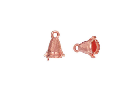 Copper Hammered Bell Pinch Bail, 10.0x5.5mm