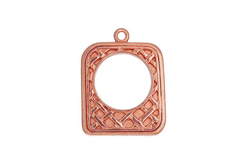 Copper Latticework Frame Pendant, 23.0x17.5mm