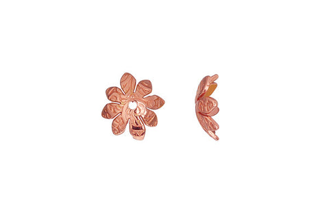Copper Print Flower Bead Cap, 9.5mm