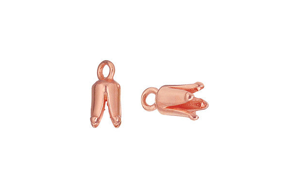 Copper Round Pronged Cord Ends, 11.5x5.5mm
