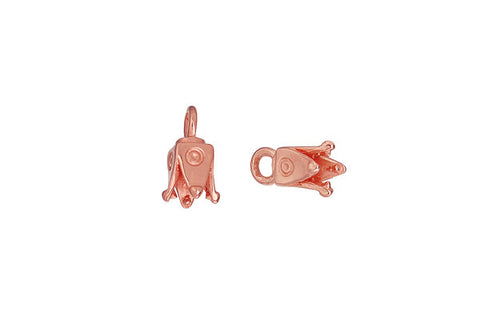 Copper Square Pronged Cord Ends, 10.5x4.5mm