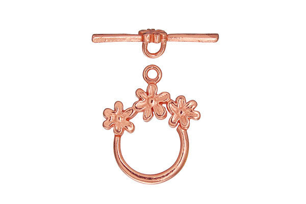 Copper Three Flower Toggle Clasp, 21.0mm
