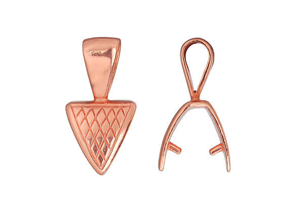 Copper Triangle Pinch Bail with Loop, 23.0x11.5mm