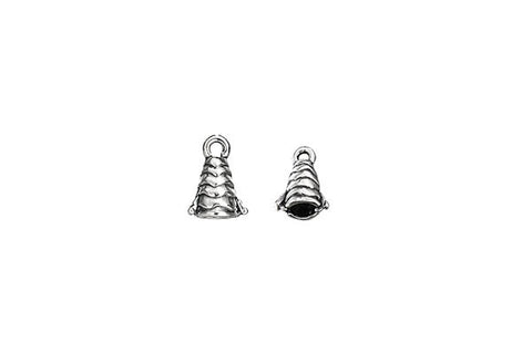 Sterling Silver Banded Cone Pinch Bail, 10.0x5.0mm