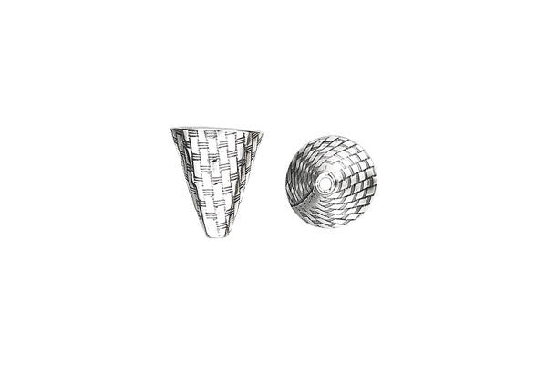 Sterling Silver Basketwork Cone, 12.0x10.0mm