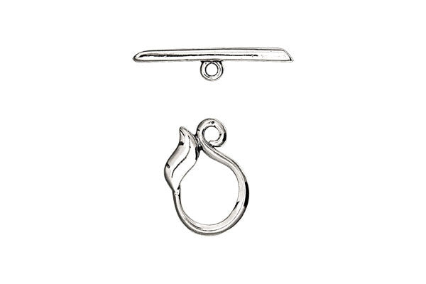 Sterling Silver Bean Sprout Toggle Clasp, 16.0mm