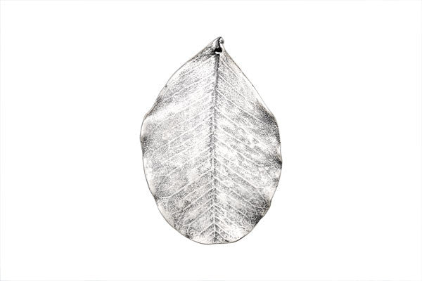 Sterling Silver Carob Leaf Pendant, 35.0-45.0mm