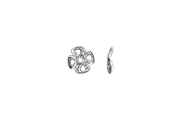 Sterling Silver Four Leaf Clover Square Bead Cap, 8.0mm
