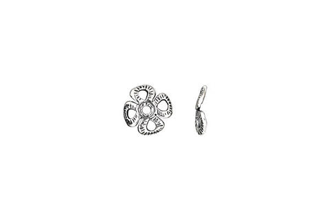 Sterling Silver Four Leaf Clover Square Bead Cap, 8.0mm