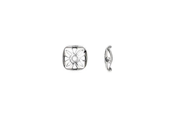 Sterling Silver Open Flower Square Bead Cap, 9.0mm