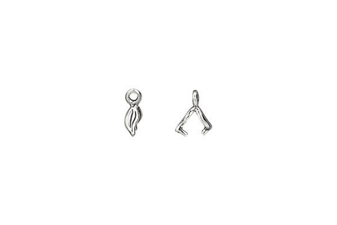 Sterling Silver Tiny Leaf Pinch Bail, 8.5x3.0mm