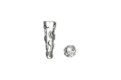 Sterling Silver Wavy Lines Cone, 20.0x7.0mm