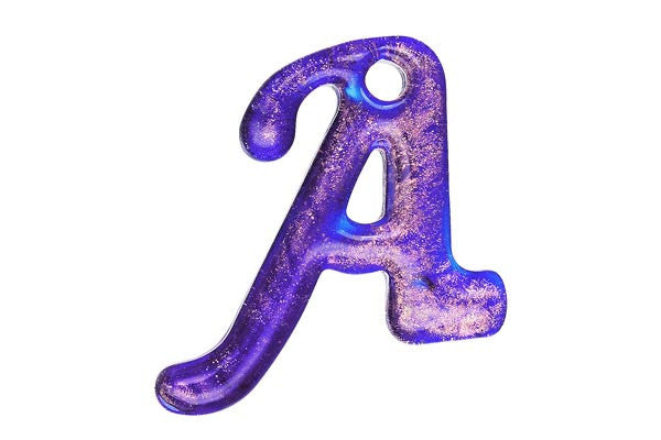 Pendant Murano Foil Glass Alphabet A (Blue)