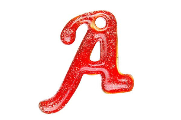 Pendant Murano Foil Glass Alphabet A (Red)