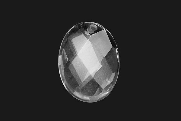 Pendant Rock Crystal (A) Faceted Flat Oval
