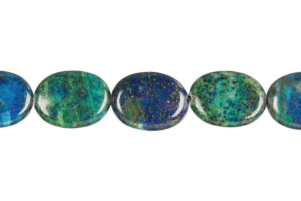 Azurite Flat Oval Beads