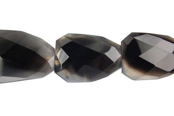 Black Onyx Faceted Slab (Partial Transparent) Beads