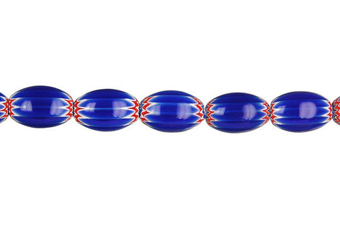 Chevron Glass Bead Rice (Blue)