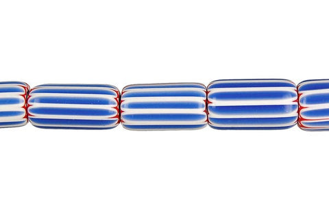 Chevron Glass Bead Tube (Blue)