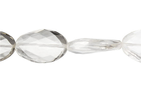 Clear Quartz Twisted Faceted Flat Oval