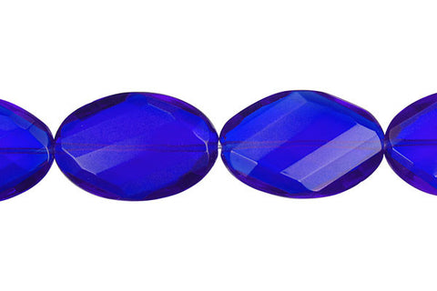 Royal Blue Quartz Twisted Faceted Flat Oval