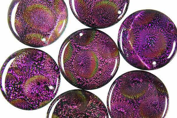 Pendant Dichroic Glass Coin Purple (05)