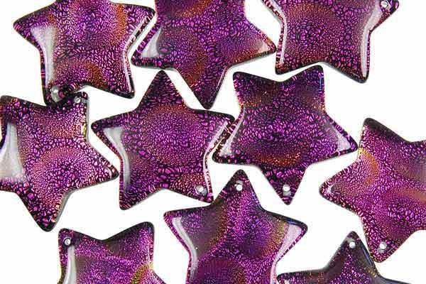 Pendant Dichroic Glass Star Purple (02)