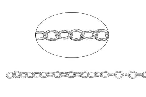 Sterling Silver Textured Cable Chain, 2.3x3.0mm