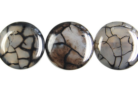 Fire Agate (Black) Coin Beads