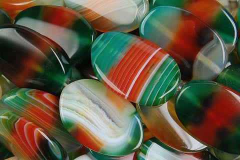 Agate (Rainbow) Flat Oval Beads