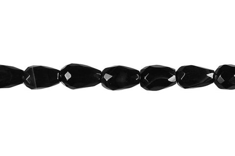 Black Onyx Faceted Briolette (Vertical Drilled) (B) Beads