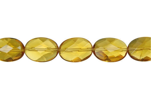 Champagne Quartz Faceted Flat Oval