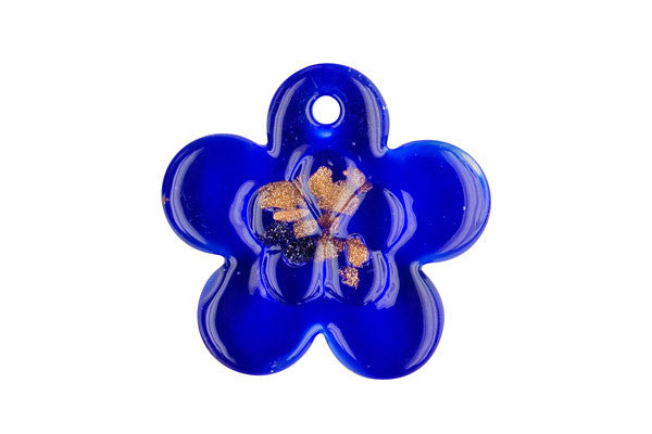 Pendant Murano Foil Glass Flower Style A (Blue)