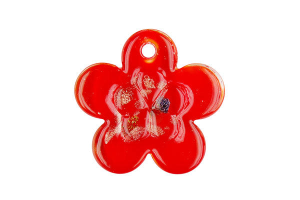 Pendant Murano Foil Glass Flower Style A (Red)