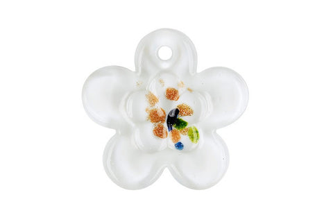 Pendant Murano Foil Glass Flower Style A (White)