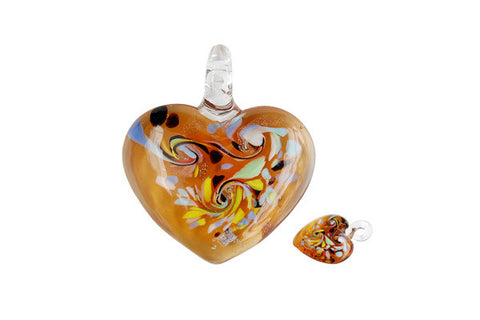 Pendant Murano Foil Glass Heart Style B (XD-12 Amber)