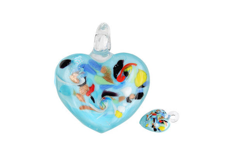 Pendant Murano Foil Glass Heart Style B (XD-14 Aqua)