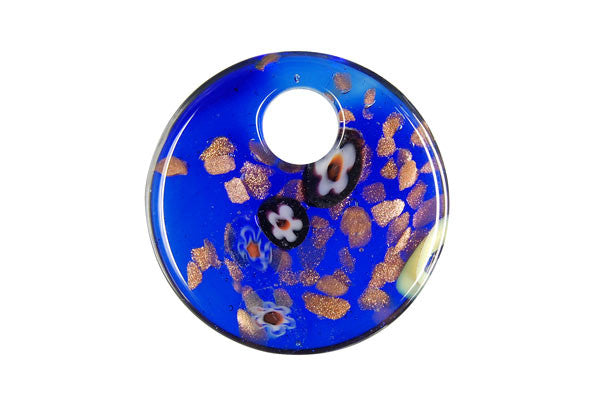 Pendant Murano Foil Glass Coin (YH11 Blue)