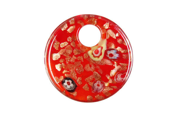 Pendant Murano Foil Glass Coin (YH12 Red)