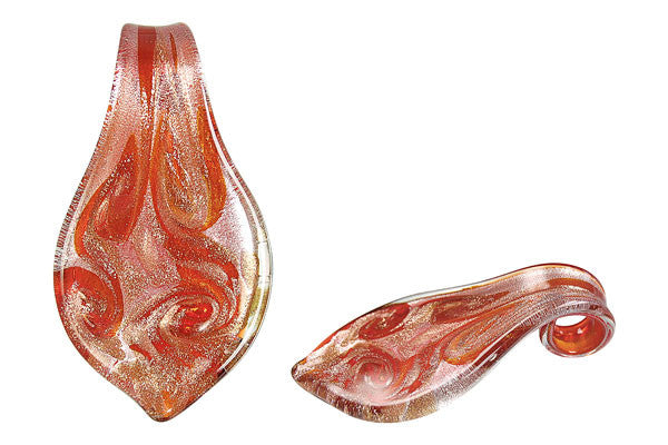 Pendant Murano Foil Glass Smooth Leaf (YHB05 Amber)