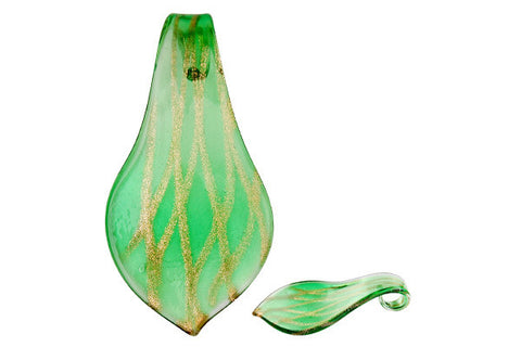 Pendant Murano Foil Glass Smooth Leaf XD (Green)