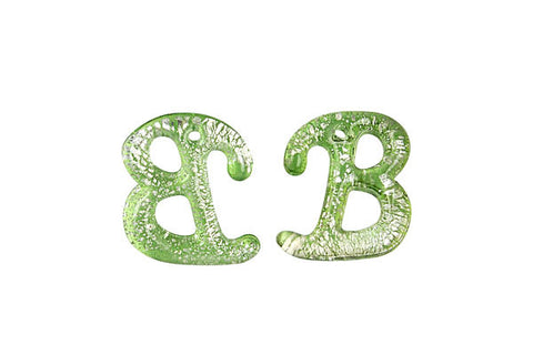 Pendant Murano Foil Glass Alphabet B (Green)