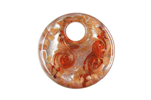 Pendant Murano Foil Glass Coin (YH22 Red)