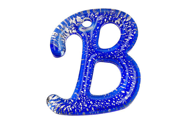 Pendant Murano Foil Glass Alphabet B (Blue)