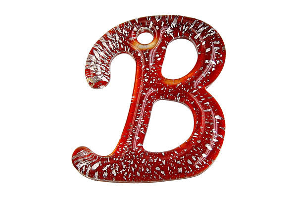 Pendant Murano Foil Glass Alphabet B (Red)