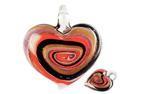 Pendant Murano Foil Glass Heart Style C (YH02 Purple)
